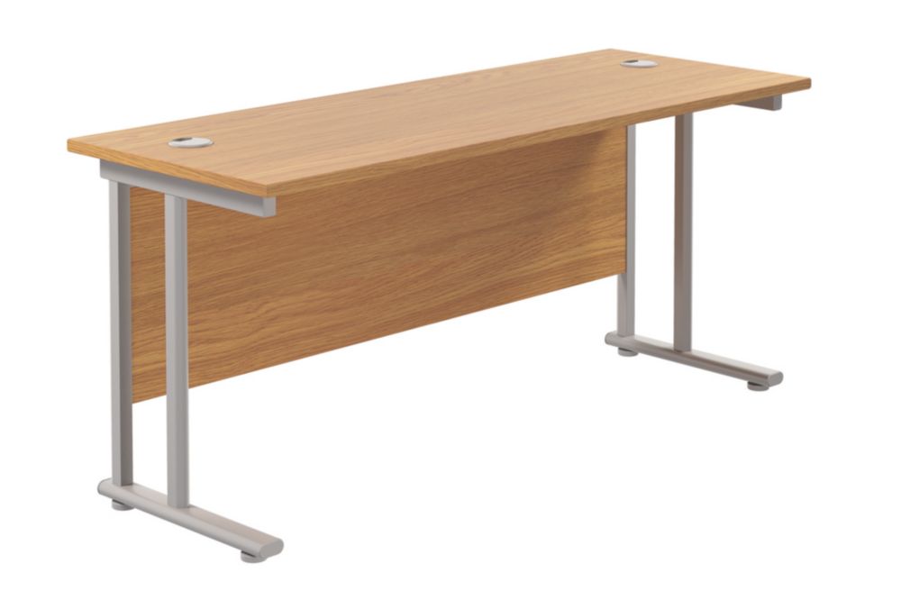 TC Group Aztec Twin Upright Rectangular Office Desk Nova Oak/Silver ...