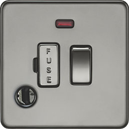 Knightsbridge  13A Switched Fused Spur & Flex Outlet with LED Black Nickel