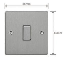 Varilight  10A 1-Gang 2-Way Light Switch  Brushed Steel with Colour-Matched Inserts