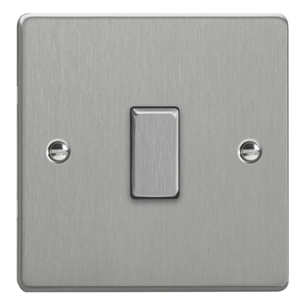 Varilight 10A 1Gang 2Way Light Switch Brushed Steel with Colour