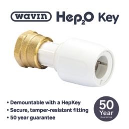Hep2O  Plastic Push-Fit Straight Tap Connector 15mm x 1/2"