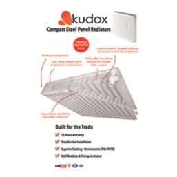 Kudox Premium  Type 22 Double-Panel Double Convector Radiator 300mm x 1200mm White 3955BTU