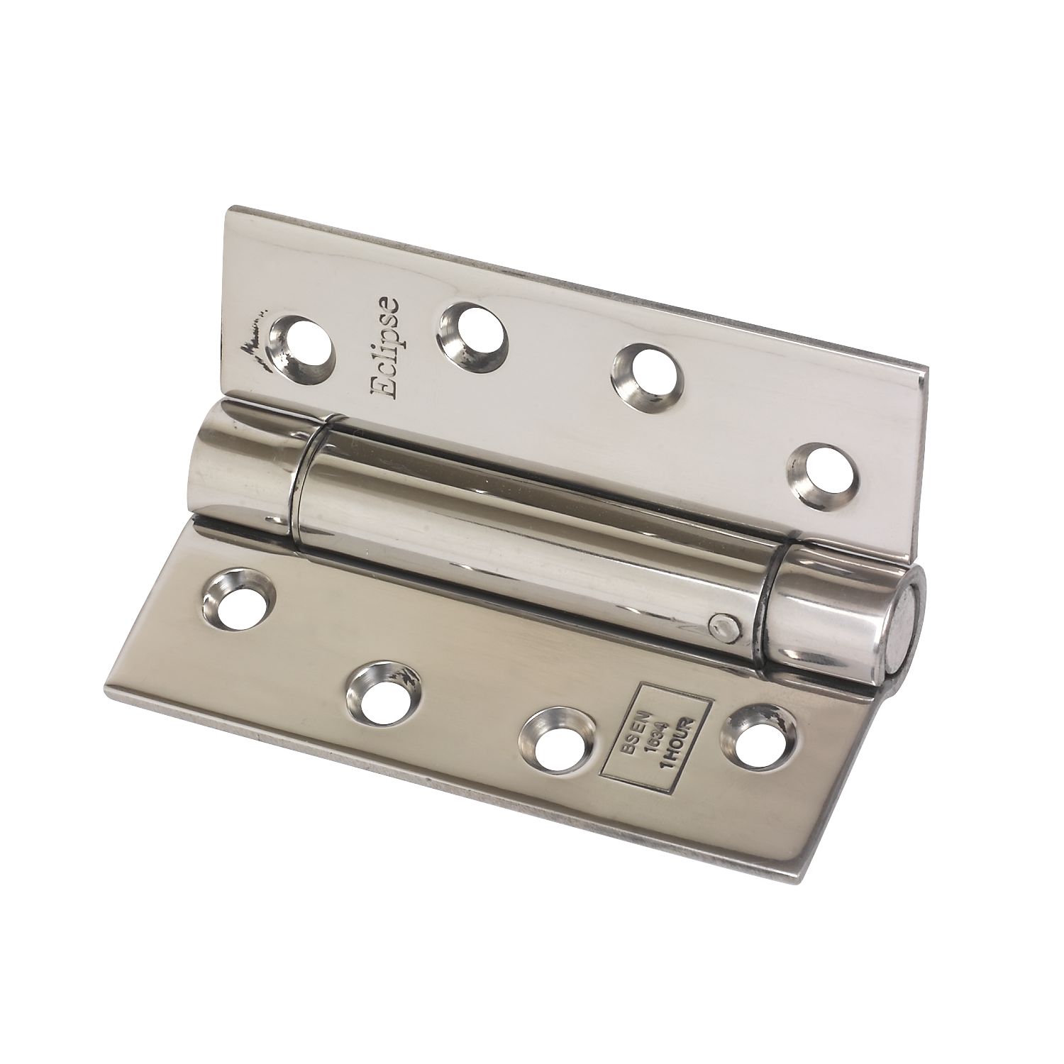 Eclipse Polished Stainless Steel Ungraded Fire Rated Adjustable Self-Closing Hinges 102mm x 76mm 2 Pack (30694)
