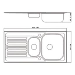 Jabiri 1.5 Bowl  Satin Stainless Steel Sink 1000mm x 500mm