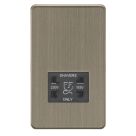 Knightsbridge Screwless 2-Gang Dual Voltage Shaver Socket 115/230V AC Antique Brass with Black Inserts