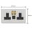 Varilight  13A 2-Gang SP Switched Socket + 3A 45W 2-Outlet Type C USB Charger Paintable with Black Inserts