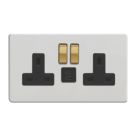 Varilight  13A 2-Gang SP Switched Socket + 3A 45W 2-Outlet Type C USB Charger Paintable with Black Inserts