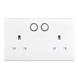 British General 800 Series 13A 2-Gang SP Switched Smart Socket White