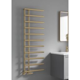 Reina 1412mm x 500mm 1496BTU Brass Flat Designer Towel Radiator
