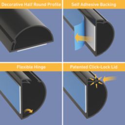 D-Line PVC Black Mini Trunking 30mm x 15mm x 2m 6 Pack