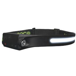 Luceco  Rechargeable LED Flexible Headtorch With Motion Sensor Black 350lm