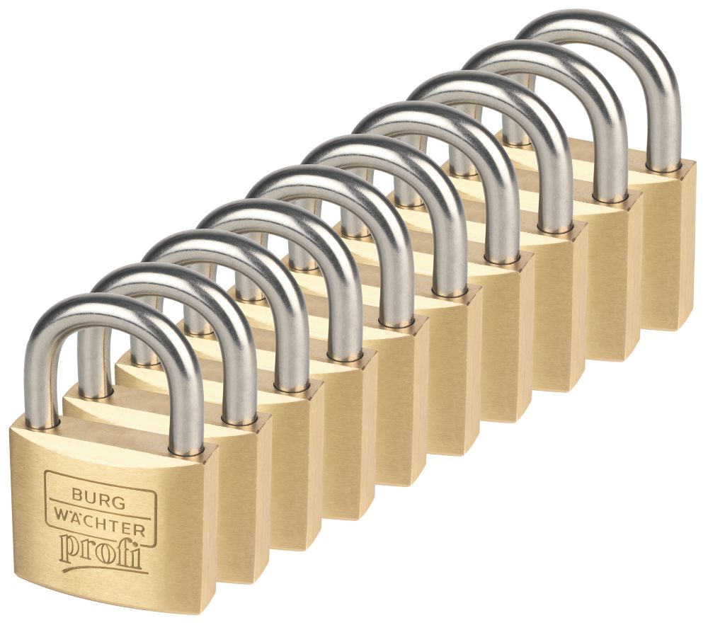 Burg-Wachter  Brass Keyed Alike Water-Resistant   Padlocks 50mm 10 Pack