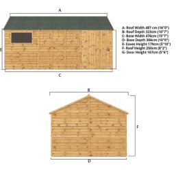 Mercia Modular 15' 6" x 10' (Nominal) Reverse Apex Shiplap T&G Timber Workshop