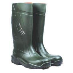 Dunlop Purofort+ Safety Wellies Green Size 11 - Screwfix