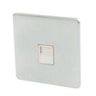Crabtree Platinum 1-Gang Slave Telephone Socket Brushed Chrome with White Inserts