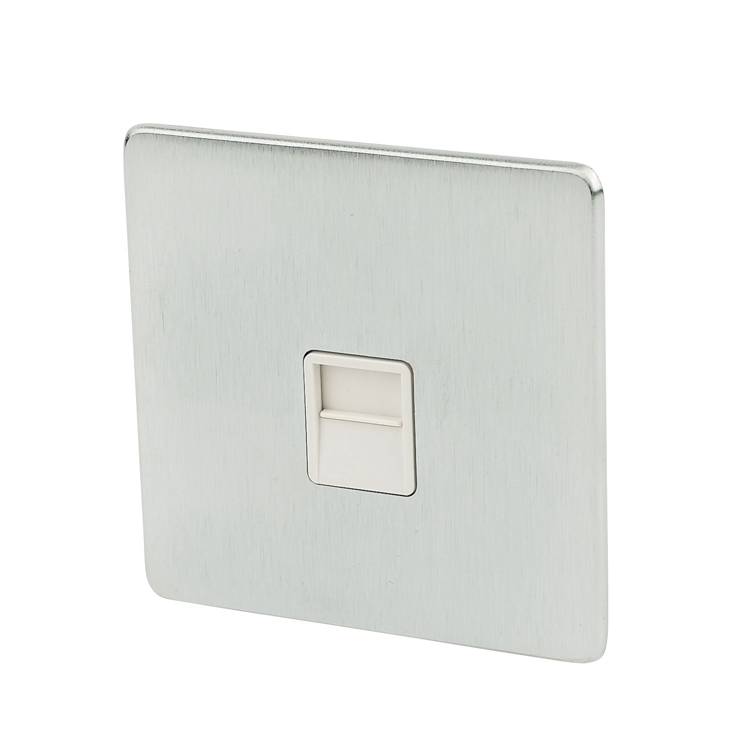 Crabtree Platinum 1-Gang Slave Telephone Socket Brushed Chrome with White Inserts (30780)