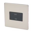 Varilight  10AX 1-Gang 3-Pole Fan Isolator Switch Satin Chrome  with Black Inserts