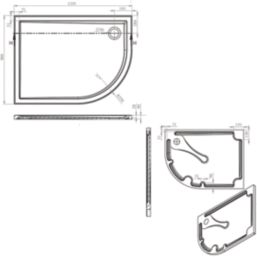 Milan Offset Quadrant Bathroom Shower Tray & Waste Right-Handed White Gloss 1200mm x 900mm x 40mm