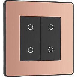 British General Evolve 2-Gang 2-Way LED Double Secondary Touch Trailing Edge Dimmer Switch  Copper with Black Inserts