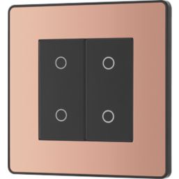 British General Evolve 2-Gang 2-Way LED Double Secondary Touch Trailing Edge Dimmer Switch  Copper with Black Inserts