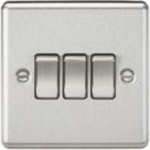Knightsbridge  10AX 3-Gang 2-Way Light Switch  Brushed Chrome