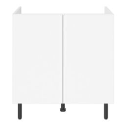 Pragma  2-Door Matt White 800mm x 590mm x 860mm Flat Packed Kitchen Base Unit