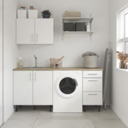 Pragma  2-Door Matt White 800mm x 590mm x 860mm Flat Packed Kitchen Base Unit