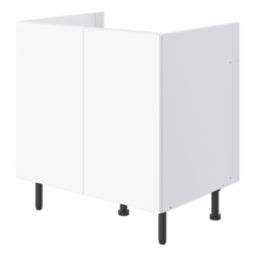 Pragma  2-Door Matt White 800mm x 590mm x 860mm Flat Packed Kitchen Base Unit