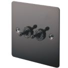 LAP  10AX 2-Gang 2-Way Toggle Switch  Black Nickel