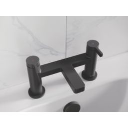 Bristan Elevar Black 129mm Deck Mounted Lever 2 Tap Holes Bath Mixer Tap