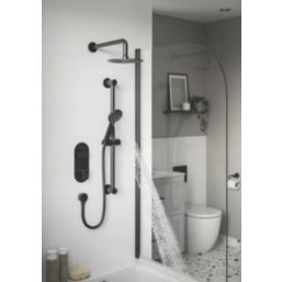 Bristan Round Riser Rail Kit and Wall Outlet Black