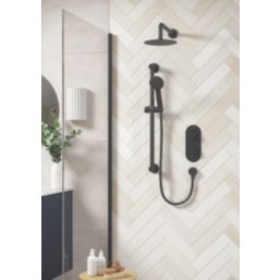Bristan Round Riser Rail Kit and Wall Outlet Black