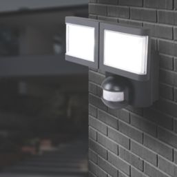 LAP  Indoor & Outdoor LED Twin Floodlight With PIR Sensor Black 2 x 10W 1900lm