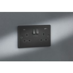 Knightsbridge  13A 2-Gang SP Switched Socket + 4.0A 20W 2-Outlet Type A & C USB Charger Matt Black with Black Inserts