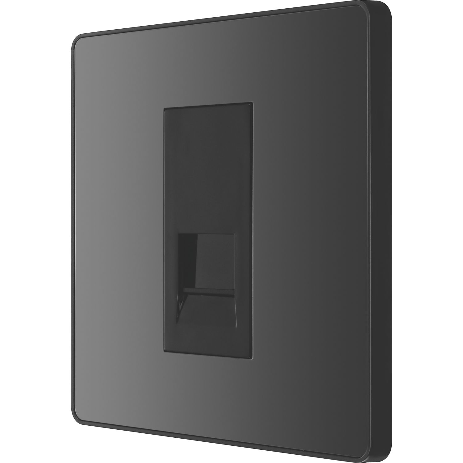 British General Evolve 1-Gang Master Telephone Socket Polished Black with Black Inserts (308RF)