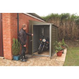 Trimetals Protect A Bike 940 5' x 9' (Nominal) Pent Metal Motorbike Store Olive Green