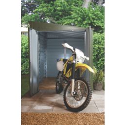 Trimetals Protect A Bike 940 5' x 9' (Nominal) Pent Metal Motorbike Store Olive Green