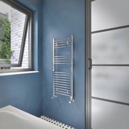 Flomasta 1000mm x 400mm 808BTU Chrome Flat  Towel Radiator