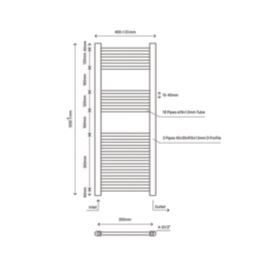 Flomasta 1000mm x 400mm 808BTU Chrome Flat  Towel Radiator