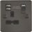 Knightsbridge  13A 1-Gang SP Switched Socket + 2.4A 12W 2-Outlet Type A USB Charger Gunmetal with Black Inserts