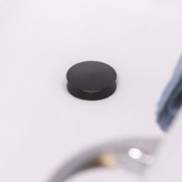 ETAL Freeflow Matt Black Round Head Bath Overflow Filler Tap  With Clicker Waste