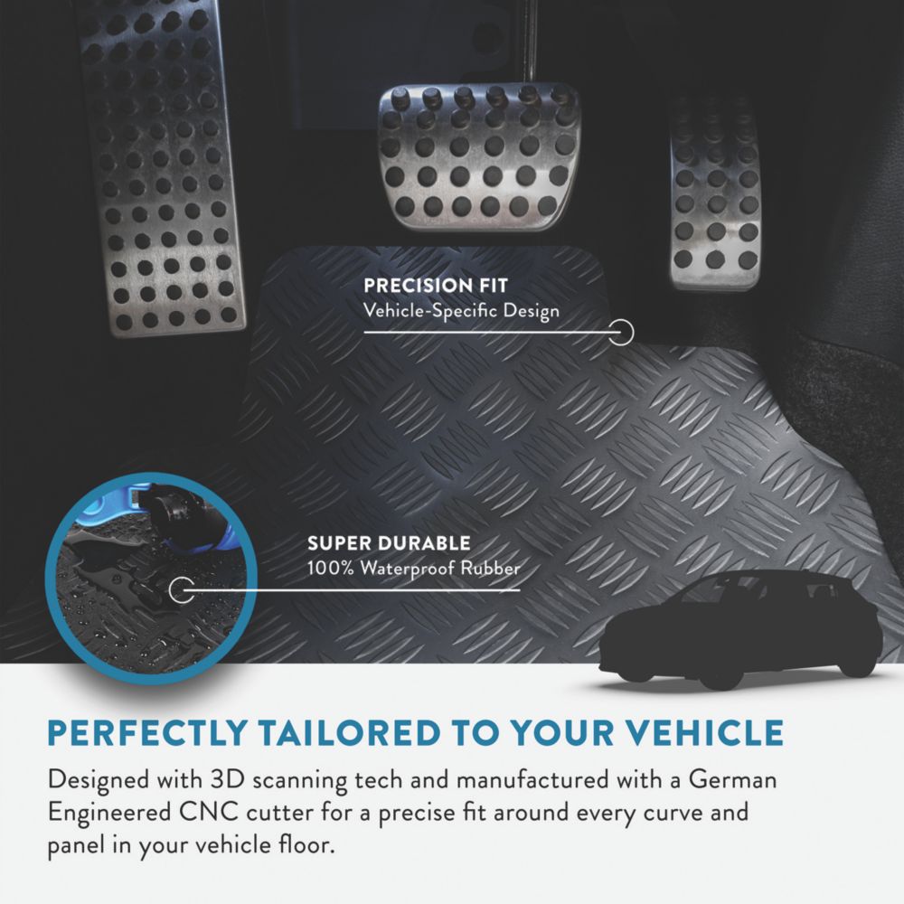 Ford Focus MK3 (2012-2018) Tailored Black Rubber Floor Mats – Full Set (4 Pieces) Genuine Fit