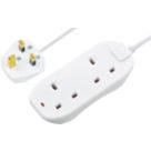 Masterplug 13A 2-Gang Unswitched  Extension Lead White 10m