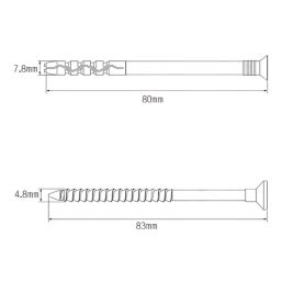 Easyfix  Nylon & Steel Countersunk Head Hammer Fixings 8mm x 80mm 10 Pack