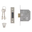 Smith & Locke Fire Rated  3 Lever Nickel-Plated Mortice Deadlock 64mm Case - 44mm Backset