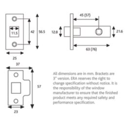 ERA Brass 188-32 Tubular Mortice Latch 64mm Case - 45mm Backset