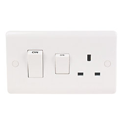 LAP  45A 2-Gang DP Cooker Switch & 13A DP Switched Socket White