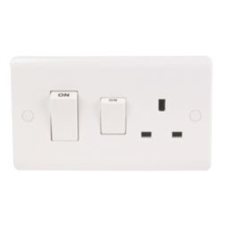 LAP  45A 2-Gang DP Cooker Switch & 13A DP Switched Socket White