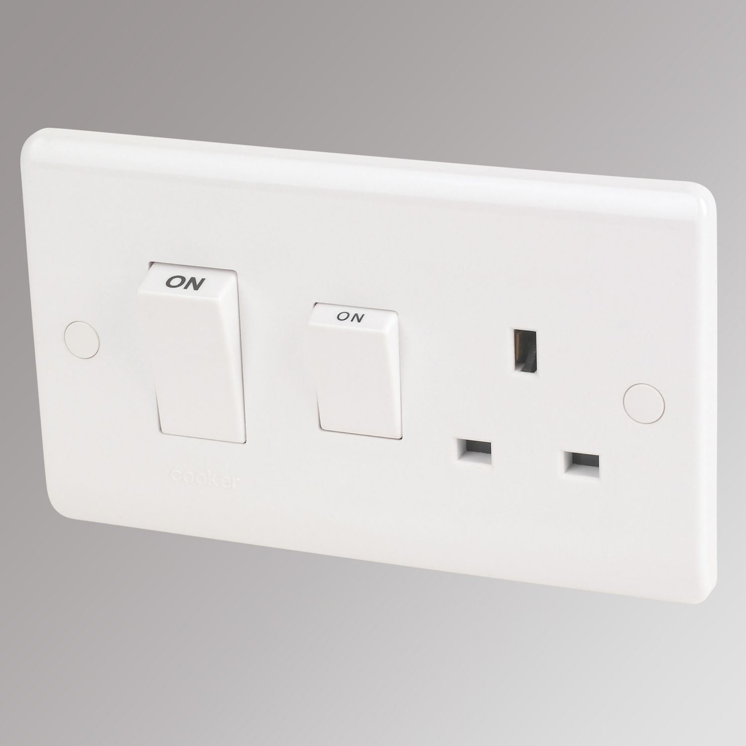 LAP 45A 2-Gang DP Cooker Switch & 13A DP Switched Socket White (30955)