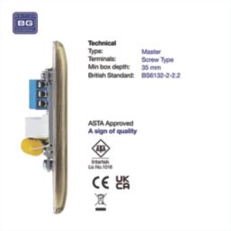 British General Nexus Metal 1-Gang Master Telephone Socket Antique Brass